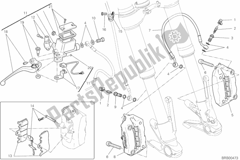 Todas as partes de Sistema De Freio Dianteiro do Ducati Hypermotard LS Thailand 821 2015